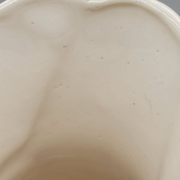 Old Brush Vase USA Pottery White Ceramic Flower Vase Tulip Edge 1940's 8" Tall - Picture 9 of 10